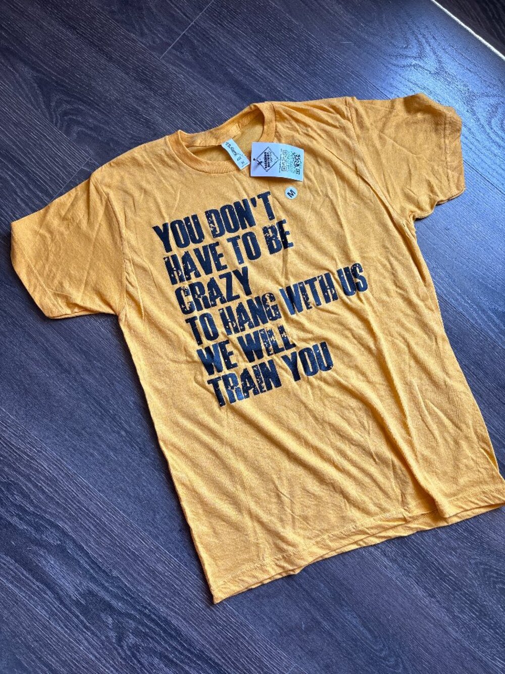 NWT Tultex You Don't Have To Be Crazy Unisex Graphic Tee Yellow XLarge